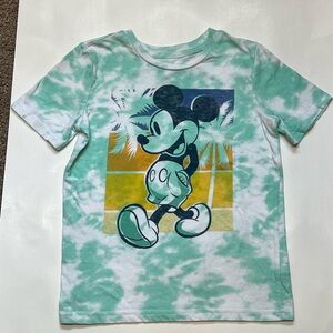 Disney Green and White Mickey Mouse Short Sleeve Tee